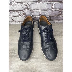 SABATTER Navy Blue Leather Bicycle Toe Casual Sneakers Shoes Men Sz 46EU/13M US